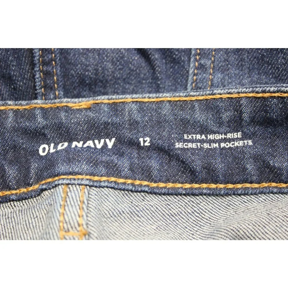Old Navy women's extra high rise‎ secret slim pockets flare dark wash jeans 12